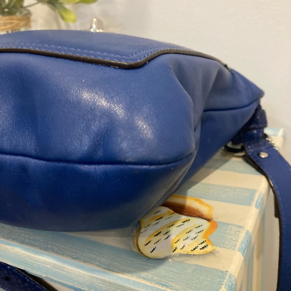 Coach Penelope Royal Blue Leather and Snake Embossed Crossbody Bag - Picture 10 of 15